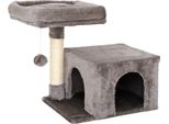 Tiragraffi Lionto 50 Cm, Tiragraffi Salvaspazio Per Gatti Con Copertura In Peluche, Palla Da Gioco E Asta In Sisal, Per Gatte E Gattini, Grigio Scuro