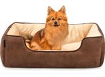 Lionto 2-In-1 Hundekissen Aus Wildlederimitat, 80X60 Cm, Braun/Beige /2