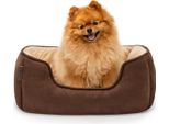 Lionto 2-In-1 Hundekissen Aus Wildlederimitat, 60X50 Cm, Braun/Beige /2
