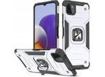 Wozinsky Anello Armatura Custodia Ibrida Blindata + Supporto Magnetico Samsung Galaxy A22 4G Argento