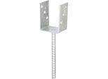 U-PfostenträGer Alberts, Grau (Feuerverzinkt), B:7,5Cm T:6Cm, Stahl, Bodenanker, Feuerverzinkt, Lichte Breite 75 Mm, LäNge Betonanker 200 Mm