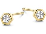 New Bling 9NB-0549 Orecchini In Argento Da Donna - Zirconi - Esagono - 4 Mm - Placcatura Oro - Color Oro