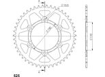 Supersprox Alu-Kettenrad 525 - 47Z (Rot) RAL-480:47-RED|ID 110,0 Lk 130,0 6-Loch