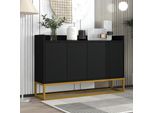 Credenza Merax Con 4 Ante E Ripiani Regolabili, Struttura In Metallo Dorato E Funzione Push-To-Open, Credenza In Legno Massiccio Per Soggiorno, 120*30*80 Cm