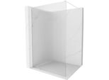 Mexen Kioto Parete Doccia Walk-In 130 X 200 Cm, Righe 8 Mm, Bianca - 800-130-101-20-09