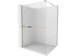 Mexen Kioto+ Parete Doccia Con Mensola Walk-In 140 X 200 Cm, Righe, Oro - 800-140-121-50-09