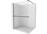 Mexen Kioto+ Pannello Doccia Con Mensola Walk-In 140 X 200 Cm, Righe, Nera - 800-140-121-70-09