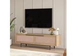 Mobile Tv 'KvæNangen' A 2 Ante 160 X 36 X 45 Cm In Rovere E Rattan