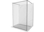 Mexen Kioto Parete Doccia Autoportante 130 X 200 Cm, Cornice Nera 8 Mm, Gun Gray Spazzolato - 800-130-002-66-70