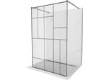 Mexen Kioto Parete Doccia Autoportante 110 X 200 Cm, Motivo Nero 8 Mm, Grigio Canna Di Fucile Spazzolato - 800-110-002-66-78