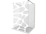 Mexen Kioto Pannello Doccia Autoportante 120 X 200 Cm, Onda Bianca 8 Mm, Grigio Canna Di Fucile Spazzolato - 800-120-002-66-97