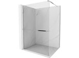 Mexen Kioto+ Parete Doccia Con Mensola Walk-In 140 X 200 Cm, Trasparente, Cromo - 800-140-121-01-00