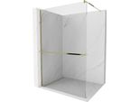 Mexen Kioto+ Pannello Doccia Con Mensola Walk-In 140 X 200 Cm, Trasparente, Dorato - 800-140-121-50-00