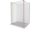 Mexen Kioto Parete Doccia Autoportante 150 X 30 X 30 Cm, Trasparente, Rame Spazzolato - 800-150-030-222-65-00-030