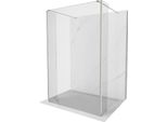 Mexen Kioto Parete Doccia Autoportante 150 X 30 X 30 Cm, Trasparente, Nichel Spazzolato - 800-150-030-222-97-00-030