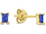 New Bling 9NB-0915 Orecchini In Argento - Donna - Zirconi -2 X 3,5 Mm - Blu - Argento - Placcato Oro (Placcato Oro/Oro Su Argento)