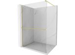 Mexen Kioto+ Pannello Doccia Con Mensola Walk-In 80 X 200 Cm, Trasparente, Oro Spazzolato - 800-080-121-55-00