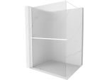 Mexen Kioto+ Parete Doccia Con Mensola Walk-In 140 X 200 Cm, Righe, Bianco - 800-140-121-20-09