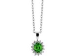 New Bling 9NB 0158 Collana In Argento Con Ciondolo - Rosetta - Zirconi Ovali - Lunghezza 40 + 5 Cm - Argento / Verde