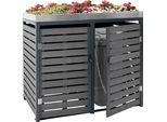 2 Contenitori Per Rifiuti HWC-K14, Contenitore Per Rifiuti Con Fioriera, 124X134X84Cm Wpc Acciaio Inox 79Kg ~ Antracite