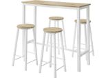 Sobuy OGT22-WN Set Da Tavolo + 4 Sgabelli Da Bar Set Da Tavolo Da Bar Bistrot + 4 Sgabelli Da Bar Con Poggiapiedi Tavolo Da Bar Tavolo Da Bar Da Cucina