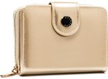 Peterson | Piccolo Portafoglio Ecologico Da Donna, In Pelle, Con Bottoni A Pressione E Zip, Oro, 9X11,5 Cm