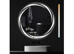 Zmh Specchio Con Illuminazione Specchio Rotondo A Led Da Parete 80Cm IP44 Specchio Rotondo Con Touch Specchio Con Luce Interruttore Dimmerabile E Funzione Defogger Per