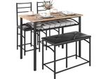 Homcom Set Da Pranzo 4 Pezzi, Tavolo Da Pranzo Con 2 Sedie, Panca, Set Da Pranzo Salvaspazio, Set Da Pranzo Per Piccoli Ambienti, Cucina, Sala Da Pranzo, Marrone