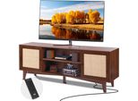 Porta Tv In Rattan 191 Cm - Mobili Tv Boho - Mobile Tv In Noce - Supporto Tv Per Tv