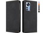 Custodia Per Xiaomi 12 Pro / 12S Pro, Retro Custodia Flip In Finto Cuoio Con Supporto E Slot Per Carte Nero