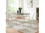 Set Da Pranzo 'Omso' Tavolo Da Pranzo Da 5 Pezzi Con 4 Sedie 110 X 70 Cm Piano Rettangolare Grigio/Bianco