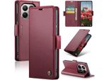 Custodia In Pelle Per Xiaomi 15T Portafoglio Porta Carte Custodia Protettiva Con Funzione Stand Rosso