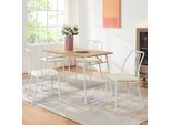 Set Da Pranzo 'Omso' Tavolo Da Pranzo Da 5 Pezzi Con 4 Sedie 110 X 70 Cm Piano Rettangolare Effetto Rovere/Bianco