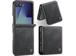 Custodia Per Telefono Cellulare Per Samsung Galaxy Z Flip 7 Flip Cover Custodia In Pelle Nera