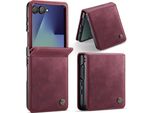 Custodia Per Telefono Cellulare Per Samsung Galaxy Z Flip 7 Flip Cover Custodia In Pelle Rossa