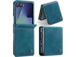 Custodia Per Telefono Cellulare Per Samsung Galaxy Z Flip 7 Flip Cover Custodia In Pelle Blu