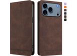 Custodia Per Iphone 17 Pro Max, Custodia Retro In Finto Cuoio Con Supporto E Slot Per Carte Di Credito Marrone
