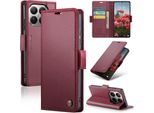 Custodia In Pelle Per Xiaomi 15T Pro Portafoglio Custodia Porta Carte Custodia Protettiva Con Funzione Stand Rosso