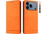 Custodia Per Iphone 17 Pro Max, Custodia Retro In Finto Cuoio Con Supporto E Slot Per Carte Di Credito Arancione