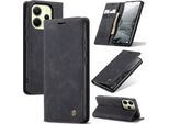 Custodia Per Xiaomi Redmi Note 14 4G Retro Custodia In Finto Cuoio Con Funzione Di Stand Cover Protettiva Nero