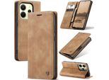 Custodia Per Xiaomi Redmi Note 14 4G Custodia Retrò In Finto Cuoio Con Funzione Di Stand Copertura Protettiva Marrone