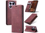 Custodia Per Xiaomi Redmi Note 14 Pro 4G Custodia Retrò In Finto Cuoio Con Funzione Di Stand Cover Protettiva Rosso