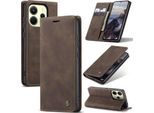 Cover Per Xiaomi Redmi Note 14 4G Retro Custodia In Finto Cuoio Con Funzione Di Stand Copertura Protettiva Caffè
