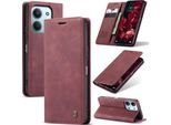 Custodia Per Xiaomi Redmi 15C 5G/4G Custodia Retrò In Finto Cuoio Con Funzione Di Stand Cover Protettiva Rossa