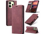 Custodia Per Xiaomi Redmi Note 14 4G Custodia Retrò In Finto Cuoio Con Funzione Di Stand Cover Protettiva Rosso