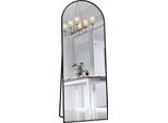 Specchio A Figura Intera 162 X 53 Cm, A Libera Installazione, Appeso O Appoggiato, Grande Specchio Da Pavimento Con Cornice In Lega Di Alluminio Nero Per Soggiorno O Camera Da Letto, Nero
