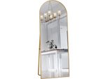 Specchio A Figura Intera 162 X 53 Cm, A Libera Installazione, Appeso O Appoggiato, Grande Specchio Da Pavimento Con Cornice In Lega Di Alluminio Dorata Per Soggiorno O Camera Da Letto, Oro
