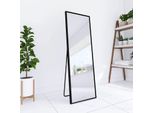Specchio A Figura Intera 162 X 53 Cm, A Libera Installazione, Appeso O Appoggiato, Grande Specchio Da Pavimento Con Cornice In Lega Di Alluminio Nero Per Soggiorno O Camera Da Letto, Rettangolare