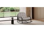 Sedia A Dondolo Per Esterni Con Cuscino In Geis, Schienale Regolabile, Poggiapiedi Pieghevole E Tettuccio, In Rattan Intrecciato, Ideale Per Balcone Giardino Terrazza