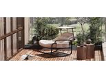 Sedia A Dondolo Per Esterni Con Cuscino Beige, Schienale Regolabile, Poggiapiedi Pieghevole E Tettuccio, In Rattan Intrecciato, Ideale Per Balcone Giardino Terrazza